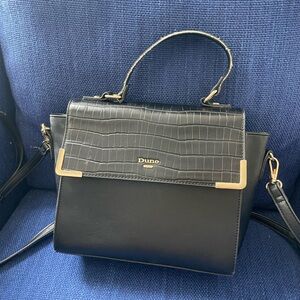 Black Croc-Embossed Women's Bag